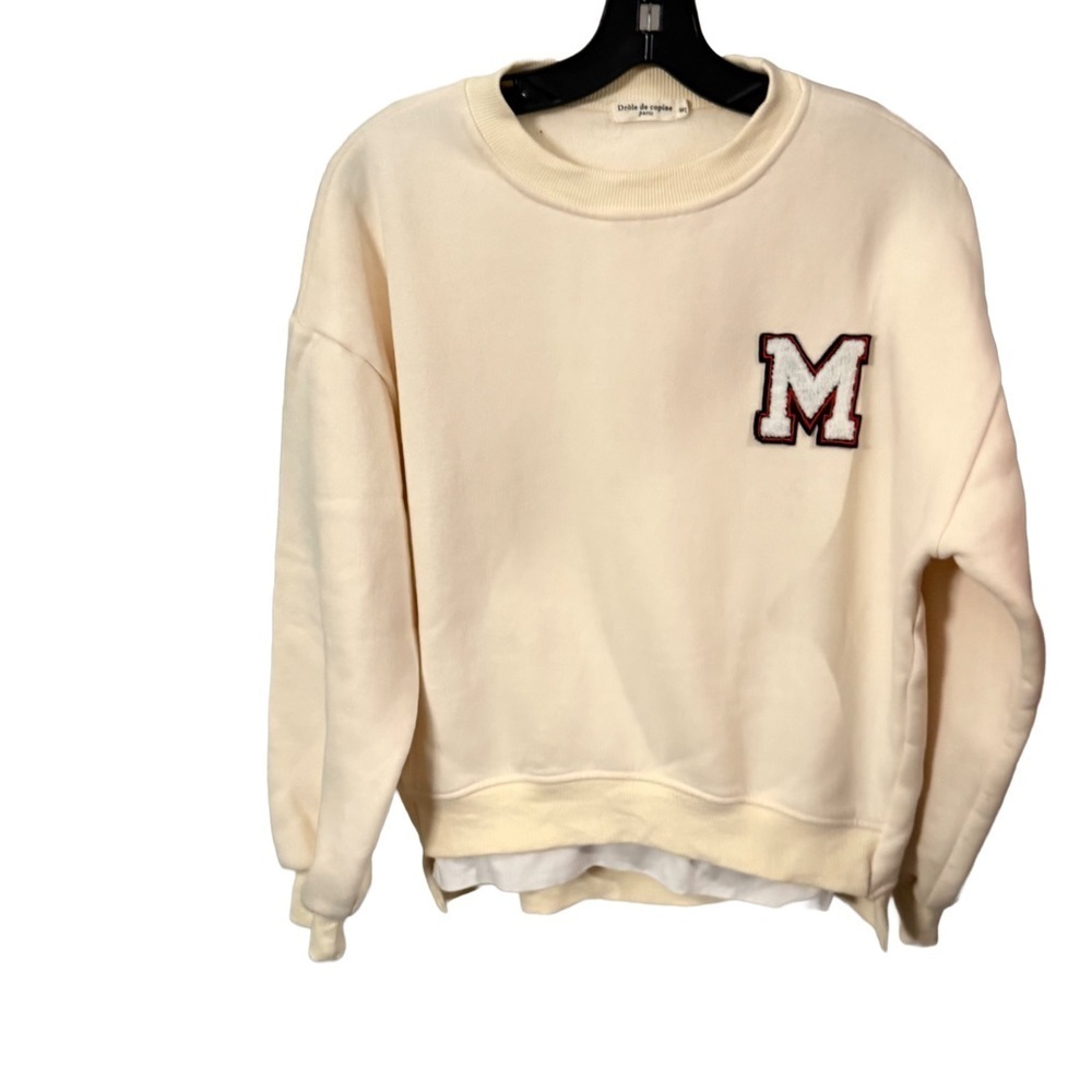 Drole de copine Paris Women’s Ivory Layered Sweatshirt Sz M/L NWOT